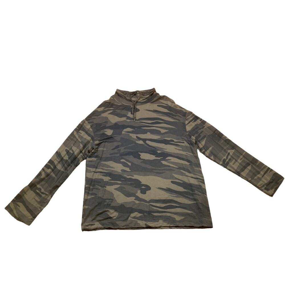 Tahari Sweatshirt Mock Neck Camo Athleisure Lounge Casual Size Large